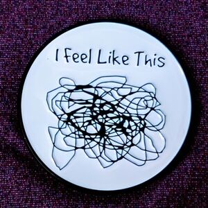 I Feel Like This Black & White Enamel Brooch